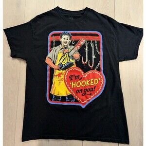 Texas Chainsaw Massacre Shirt Mens Large Black Horror Scary Jason Movie Lg